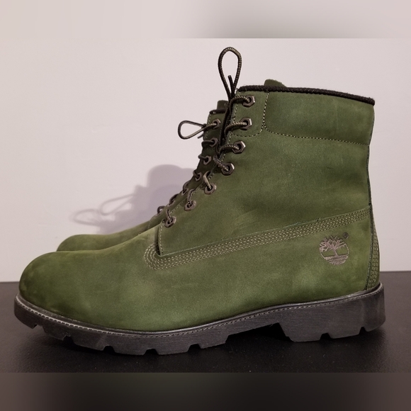 TIMBERLAND THROW BACK GREEN SUEDE BOOTS WINTER FALL DR MARTENS CAT LEATHER VTG - Picture 3 of 8